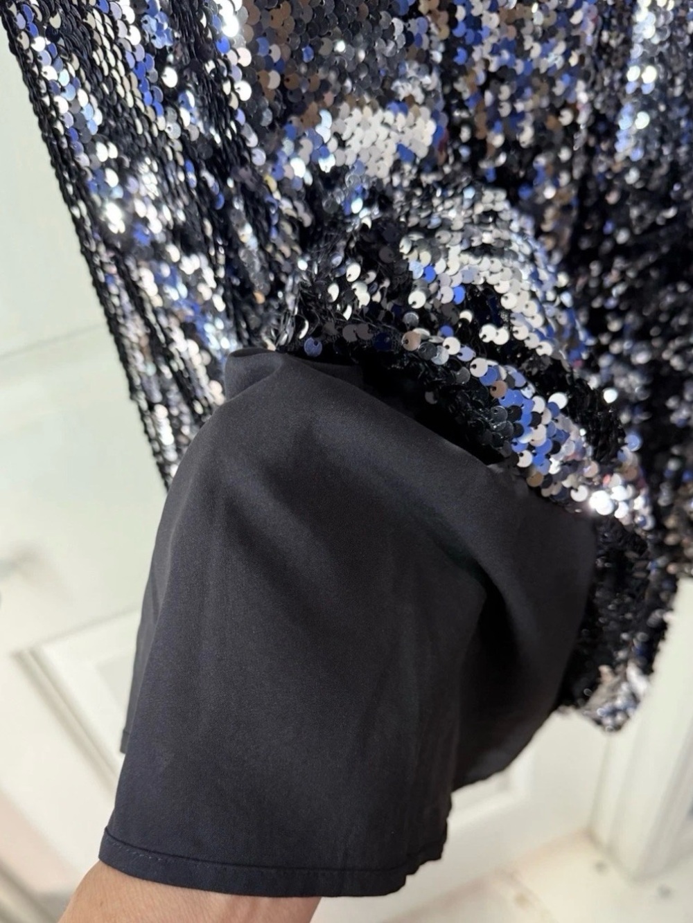 L’Agence Zeta Sequin Maxi Skirt sz 14 Silver Black - Picture 12 of 12
